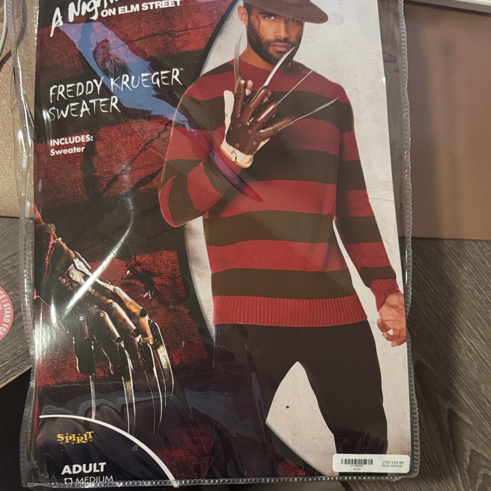 Spirit Halloween- Freddy Kroger Sweater & Glove